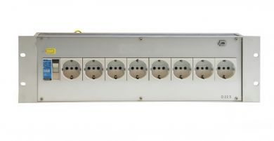 19-inch 3RU unit with 8x 230V connectors and one fuse switch | Delta Systems | SF232 